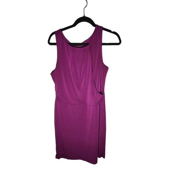 Ann Taylor Women's Faux Wrap Sleeveless Purple Dress Size Large Formal Career - Picture 1 of 8